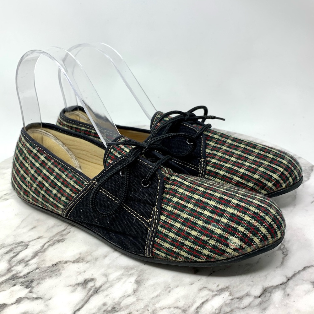 Bata Casual Lace Up Plaid Oxfords 8 Retro Pinup Alternative Punk Grunge Academia